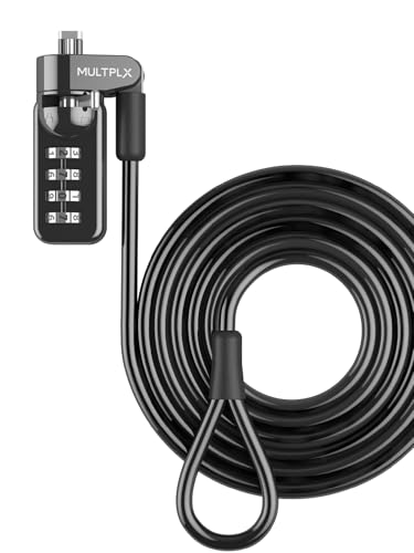 Laptop Security Lock | Standard Size T-Shaped Bar Locking Mechanism | Hard Cut Resistant Steel | 4 Digit Combination Lock | 1.7m Strong Secure Cable