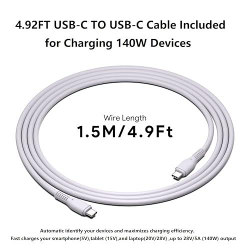 140W 135W 130W 100W 95W 90W USB-C Laptop Car Charger PD3.1 12V-24V DC Adapter for MacBook Pro 16" /MacBook Air,Dell XPS/Latitude/Precision/Chromebook,Lenovo,HP,Asus,Toshiba/Steam Deck/Tablet/Phone