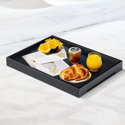 RRX Bamboo Bed Tray Table with Folding Legs, Breakfast Tray, 2 Pack (Black) | Bed Trays for Folding Table Eating, Kitchen Serving, Food, Sofa, Snacking or Working, Laptop Desk Dinner, Snack Tray - color: Black