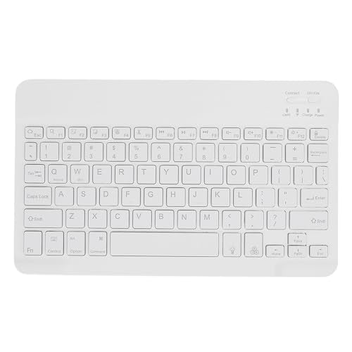 Pomya Ultra Slim Bluetooth Keyboard, Rechargeable Backlit Portable Keyboard with UK Layout for PC Laptop Tablet Phone iOS, Ergonomic Quiet Typing (White) - color: White
