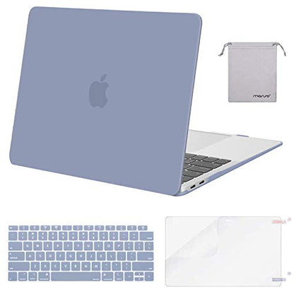 MOSISO Compatible with MacBook Air 13 inch Case M1 2021 2020 2019 2018 | A2337 A2179 A1932, Protective Hard Shell&Keyboard Cover&Screen Film&Pouch for MacBook Air 13.3 inch Case, Lavender Gray - color: Lavender Gray