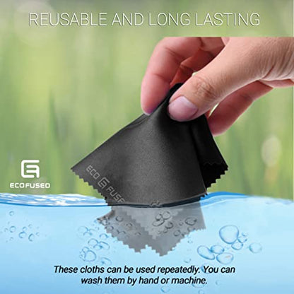 Eco-Fused Blue/Black Microfiber Cloth - 6x7 Inch - 12 Pack - Glasses & Lens Cleaning - color: Blue/Black (12 Pack)