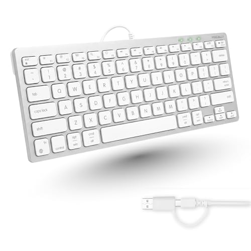 Macally USB C Wired Keyboard for Mac (USB C + USB A) – Compatible Keyboard for MacBook Pro/Air, iMac & MacMini – Compact Mac Keyboard - color: Aluminum