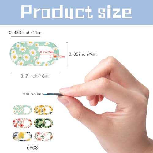6Pcs 6 Styles Daisy Camera Cover Slide Flowers 0.04 Inch Thin Privacy Guard Accessories, Computer Camera Cover Cute Protector Blocker for Desktop Loptop Tablet Notebook Mini PC Office Use - color: Flowers-2