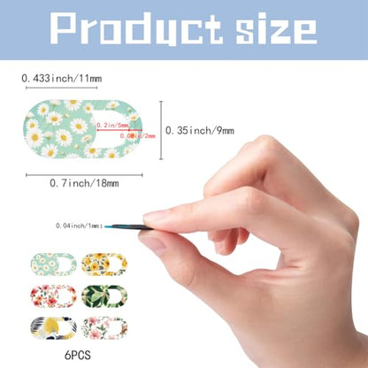 6Pcs 6 Styles Daisy Camera Cover Slide Flowers 0.04 Inch Thin Privacy Guard Accessories, Computer Camera Cover Cute Protector Blocker for Desktop Loptop Tablet Notebook Mini PC Office Use - color: Flowers-2