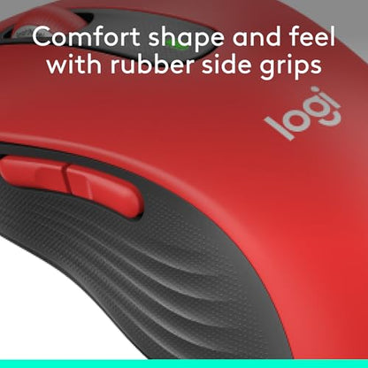 Logitech Signature M650 L Full Size Wireless Mouse Large Sized Hands - Red - color: Classic Red
