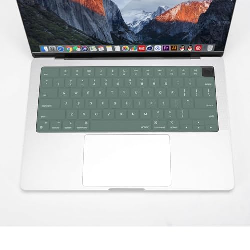 MOSISO Keyboard Cover with Solid Texture, Laptop keyboard Cover | Compatible with MacBook Air 15 inch M3 A3114 M2 A2941/Air 13.6 A3113 A2681/Pro 14/16 M4 M3 M2 M1 - color: Midnight Green