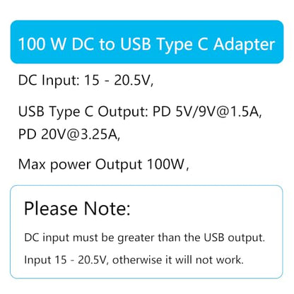 90 Degree 100W DC 4.5mm x0.6mm Power Adapter, Input 15 - 20.5V, PD Chip | Right Angle DC 4506 Female to USB Type C Male PD Plug, Built in PD Intelligent Chip Quick Identification V/A, for USB C Port - style: DC 4506 Female to USB Type c Male - 100W