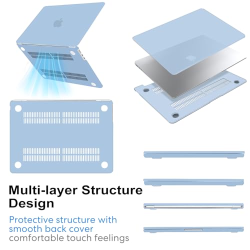AKIT Compatible with MacBook Air 15 inch Case 2026 2025-2023 M5 M4 M3 M2 A3448 A3241 A3114 A2941, Slim Matte Hard Shell Laptop Case+Screen Protector+Keyboard Cover for MacBook Air 15 inch, Air Blue - color: Air Blue