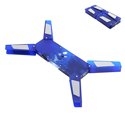 Laptop Cooling Pad Fan, Blue | Transparent Single Blue LED Light, 2.0 USB HUB, Portable Foldable DR-2008H, Sturdy Durable ABS Material