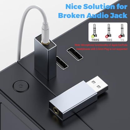 2 Pack USB to 3.5mm Jack Audio Adapter,USB to 3.5mm TRRS Female Headset | External Stereo Sound Card,for PS4/PS5/Headphone/Mac/Linux/Laptop/Desktops/Docking Station