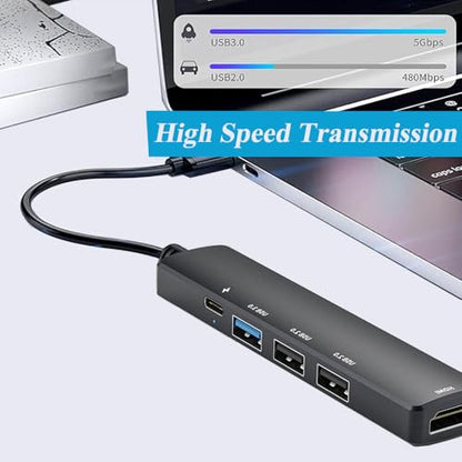5 in 1 USB C Hub with 4K HDMI, PD 100W Fast Charging Type C Adapter, Multi-Port USB C Converter Compatible with Windows, MacOS, Linux sysytem; Support MacBook Air/Pro/ M1/ M2, Chromebook, XPS