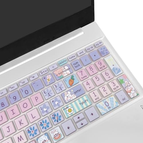 Cute Silicone Keyboard Cover for 15.6’’ HP Pavilion & HP Laptop 15-eg 15t-eg 15-eh 15-er Series, HP Laptop 17 17-cn 17-cp 17z-cp Series, Cute Bunny - color: Cute Bunny