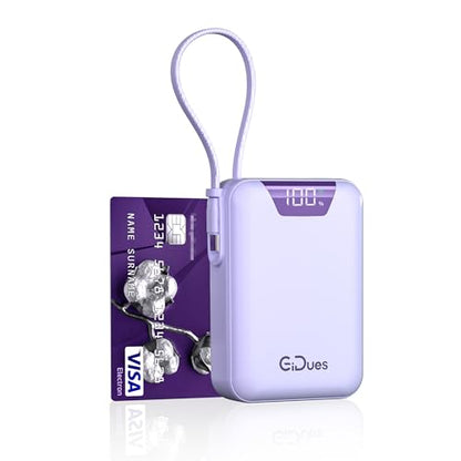 M2 Portable Charger, 20000mAh Power Bank, PD 35W Ultra Fast USB-C Built-in Cable, Compact Cute Mini External Battery Pack for iPhone, Samsung, Android iPad (Purple) - color: Purple