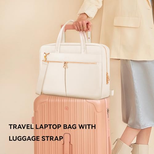 Ferkurn Laptop Bag Case Women Men Computer Bag Compatible with MacBook/HP/LG/Dell, Shoulder Strap Slim Carrying Messenger Briefcase, Beige, 15.6-16 Inch - color: Beige, size: 15-15.6 inch