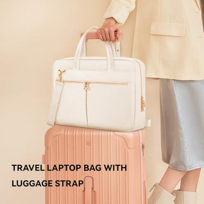 Ferkurn Laptop Bag Case Women Men Computer Bag Compatible with MacBook/HP/LG/Dell, Shoulder Strap Slim Carrying Messenger Briefcase, Beige, 15.6-16 Inch - color: Beige, size: 15-15.6 inch
