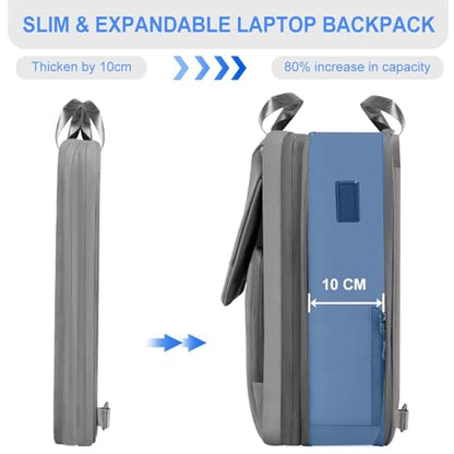 Slim & Expandable Laptop Backpack 15.6 16 17 inch Travel Business Backpack Water-Resistant Daypack for Men and Women，Grey - color: G01y01