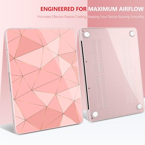 for MacBook Neo 13 Inch Case 2026 Release Model A3404, Cute Aesthetic Ultra-Slim Hard Shell with Keyboard Cover, 6-in-1 Laptop Accessories Bundle for Women Girls, Rose Gold Geometric - color: Rose Gold Geometric