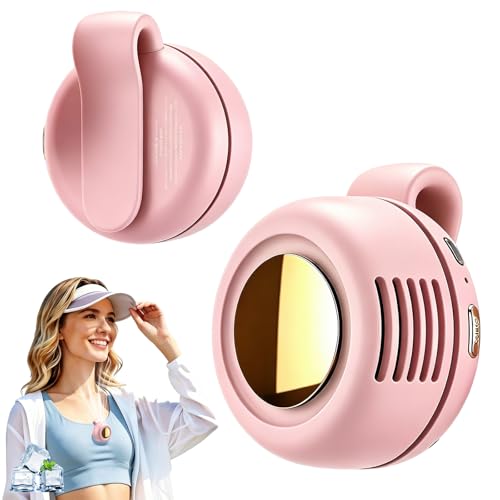 Portable Clip-On Fan, Mini Bladeless Waist Fan, 5100RPM 25dB Ultra-Quiet 3-Speed Rechargeable Small Whirlwind Fan, Hands-Free Personal Cooling for Outdoor Travel Office Camping with USB-C - color: Pink