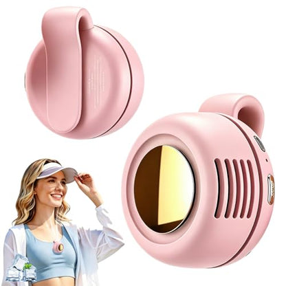 Portable Clip-On Fan, Mini Bladeless Waist Fan, 5100RPM 25dB Ultra-Quiet 3-Speed Rechargeable Small Whirlwind Fan, Hands-Free Personal Cooling for Outdoor Travel Office Camping with USB-C - color: Pink