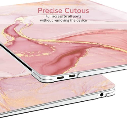 B BELK Compatible with MacBook Air 13 inch Case 2021 2020 2019 2018 M1 Chip | A2337 A2179 A1932, Plastic Laptop Hard Shell for MacBook Air 13.3 inch Case & Keyboard Cover & Screen Protector, Pink Marble - color: Pink Gold Marble
