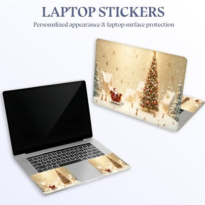Universal Laptop Skin Sticker Decal,15.6 Inch Laptop Vinyl Cover for 13" 14" 15.6" Laptop,Scratch-Resistant Waterproof Protector Wrap,Reusable with Wrist Pads,Magical Christmas Santa Scene - color: Magical Christmas Santa Scene