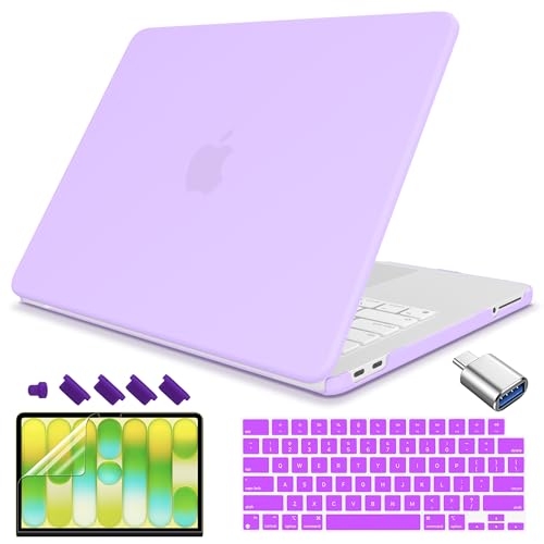 Teryeefi Case for MacBook Neo 13 inch A18 Pro Chip 2026 Release Model A3404, Anti-Scratch Anti-Drop Slim Fit Protective Hard Shell Cover & Keyboard Cover & Type C Adapter - Matte Purple - color: Matte Purple