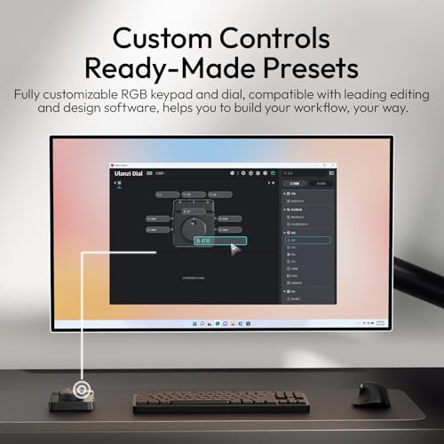 ULANZI D100H Video Editing Keyboard with Dial Knob Wireless Bluetooth | 7 in 1 Power Customizable Macro Keypad Controller with Tactile Feedback for Beginners/Mac/PC, Photographers & Video Creators