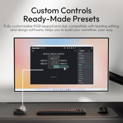 ULANZI D100H Video Editing Keyboard with Dial Knob Wireless Bluetooth | 7 in 1 Power Customizable Macro Keypad Controller with Tactile Feedback for Beginners/Mac/PC, Photographers & Video Creators