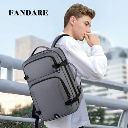 FANDARE Laptop Backpack, Business Travel Laptop Rucksack with USB Charging Port, Waterproof Laptop Bag 15.6 inch, Breathable Nylon Daypack for Work, Travel, College Gray - color: Gray