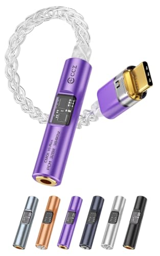 2026 Latest USB C DAC Audio Adapter with Headphone Amplifier, USB C to 3.5mm Audio Adapter for Wired Headphones, Hi-Res Type C DAC Compatible with iPhone 15, Android, Laptop & Tablet - color: purple, size: 001