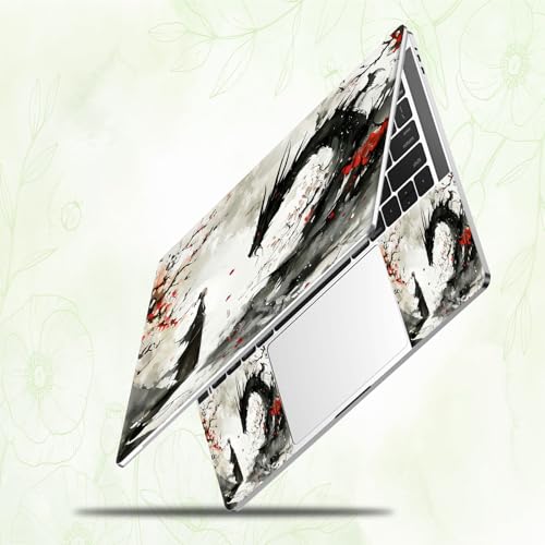 Laptop Skin Sticker Decal, Universal Reusable Vinyl Laptop Cover for 12" 13" 13.3" 14" 15" 15.4" 15.6" Notebook PC, Reusable Waterproof Scratch-Resistant with 2 Wrist Pads,Cherry Blossom Dragon - color: Cherry Blossom Dragon