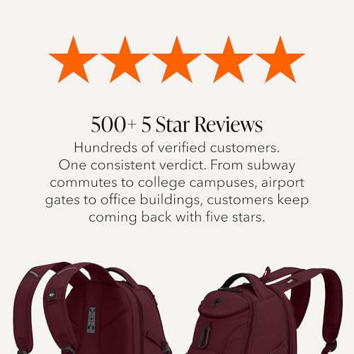 SwissGear 1900 Mini ScanSmart 16-Inch Backpack, Fits Up to 13-Inch Laptop, RFID Protection & ScanSmart TSA-Friendly Compartment, Merlot - color: Merlot
