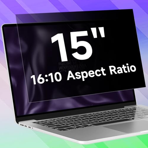 15.6 Inch 16:10 Laptop Privacy Screen Filter, Anti Blue Light Glare & Anti Scratch Computer Privacy Shield for 15" with 1920x1200 Aspect Ratio Laptop - size: 15 Inch (Diagonal) - 16:10 Aspect Ratio