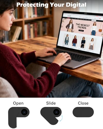 CloudValley [2-Pack Upgrade Rotating] Laptop Camera Cover Slide, 0.015 Inch Ultra-Thin Metal Web Camera Cover for Laptop Computer, MacBook Pro/Air, iMac, PC, Protect Your Privacy (Black) - color: Black