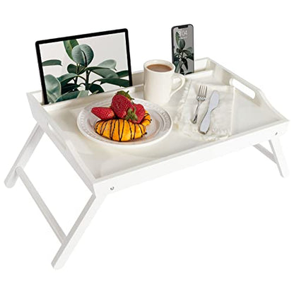 ROSSIE HOME Wood Bed Tray – White, Fits 17.3” Laptops - color: Soft White, size: Extra Large