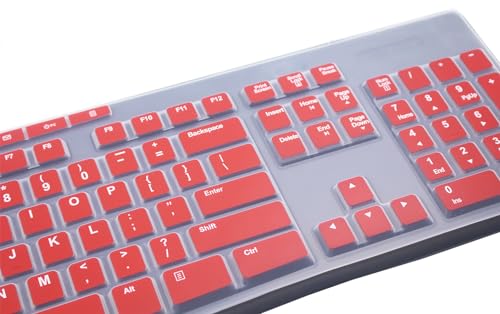 Ultra Thin Desktop PC Silicone Keyboard Cover Skin Protector Compatible for Logitech MK370 MK295 MK275 MK270 Wireless Keyboard, Logitech K200 K260 K270 MK200 MK260 Keyboard (Red) - color: Red