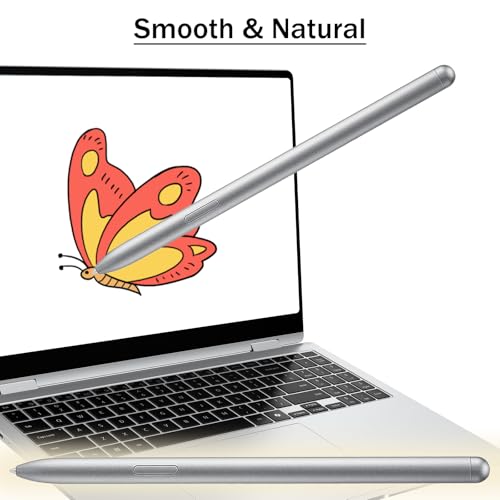 Galaxy Book 5 Pro 360 Pen for Samsung Book Pro 5/4 360 S Pen Compatible for Samsung Galaxy Book 5/4 360 Stylus Pen with Pen Nibs Replacement (Silver) - color: Silver