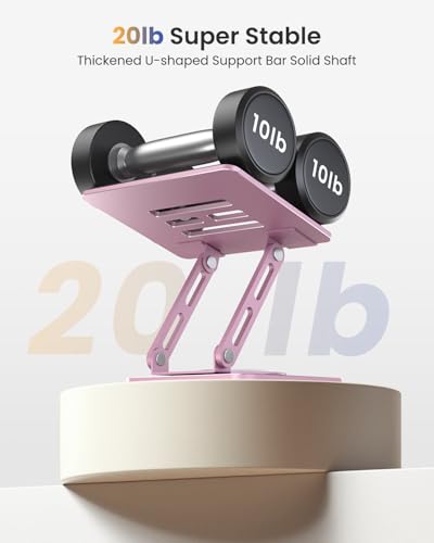 LOXP Adjustable Tablet Stand, 360 Rotating iPad Stand with Heavy-Duty Base | for Travel, Desk, Office, 4.7-16.9" Device, iPad Pro Air Mini, Kindle, Surface Tablet, Portable Monitors - Purplish Pink - color: Purplish Pink