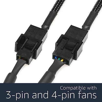 Gebildet 2PCS DC Power Supply Plug to Dual 3-Pin and 4-Pin PC Fan Power Adapter Cable, DC5521 to 4Pin Cable - style: DC-PWM