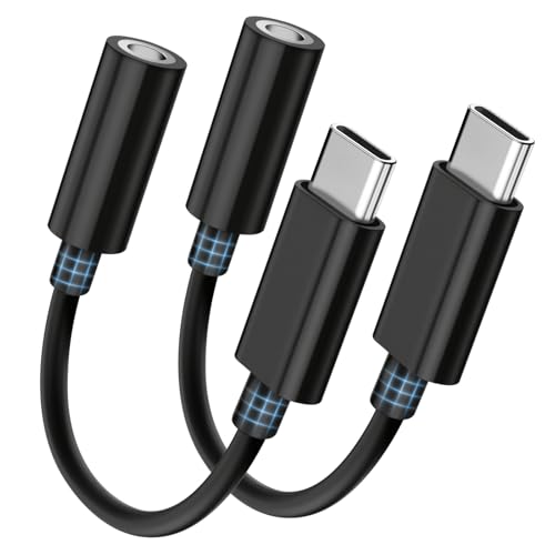Seulliya USB C to 3.5mm Headphone Jack Adapter for iPhone 15/16 Pro/Max, Hi-Res Audio DAC Dongle, 3.5mm Aux Cord Converter for Samsung Galaxy, iPad, Car, USB-C Devices 2Pack Black - color: Black/USB C