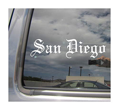 San Diego - California City County Old English Letters Car Truck Van Moped Helmet Hard Hat Auto Automotive Craft Cup Laptop Vinyl Decal Bumper Window Wall Sticker 18001