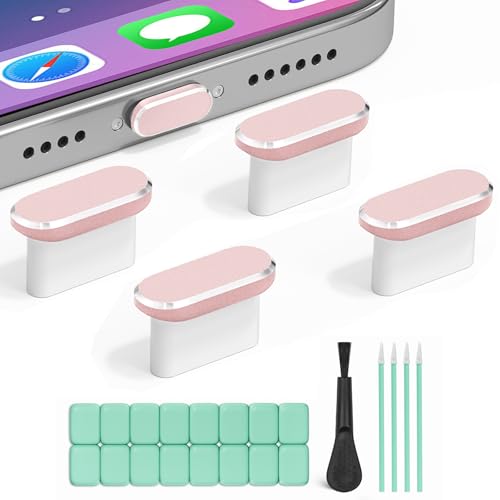 USB C Dust Plug, 4 Pack Type C Anti Dust Plug Cover for iPhone 17, 16, 15 Series, Galaxy S22/S21/S20 and Other USB-C Devices, Charging Port Protector Cap with Cleaning Brush (Rose Gold) - color: AAA Rose gold
