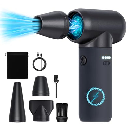 Compressed Air Duster,180000RPM Electric Duster Air Blower,Cordless Rechargeable Mini Dust Blower,3 Gear Jet Fan for PC Keyboard Computer Car Outdoor House Cleaning-Black