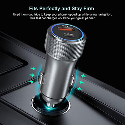 5 Pack USB C Car Charger, Bangfun 36W Dual USB Car Adapter Fast Charge PD&QC 3.0 Cigarette Lighter USB Charger Compatible iPhone 15 14 13 12 11 Pro Max SE,iPad,Samung S24/S21/S20, Pixel(Grey) - color: Grey