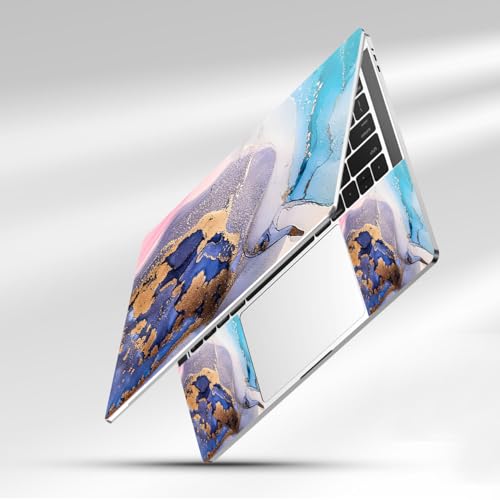 12.1-15.6 Inch Laptop Skin Decal, Universal Reusable Vinyl Laptop Cover Sticker, Waterproof Art Decal Protector in Colorful Marble - color: Colorful Gold Marble