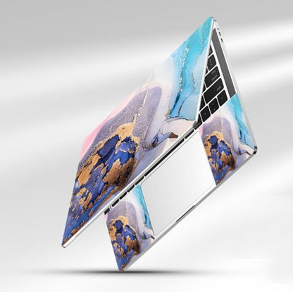 12.1-15.6 Inch Laptop Skin Decal, Universal Reusable Vinyl Laptop Cover Sticker, Waterproof Art Decal Protector in Colorful Marble - color: Colorful Gold Marble