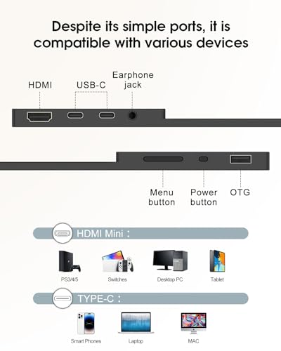 15.6" Portable Monitor Touchscreen,1080P FHD Laptop Screen Extender, 300 Nits Brightness IPS Display,Travel Monitor with Kickstand & Speaker, HDMI USB-C External Monitors for Laptop Computer Switch