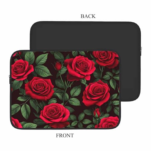 Laptop Sleeve Bag 15.4 15.6 Inch,Red Roses Red Flowers Floral Green Leaves Protective Polyester Computer Cases Laptop Cover Briefcase Bag Tablet Travel Cover - color: LPS-011