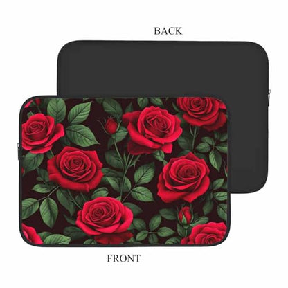 Laptop Sleeve Bag 15.4 15.6 Inch,Red Roses Red Flowers Floral Green Leaves Protective Polyester Computer Cases Laptop Cover Briefcase Bag Tablet Travel Cover - color: LPS-011